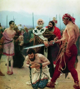  muerte pintura - San Nicolás salva a tres inocentes de la muerte 1888 Ilya Repin